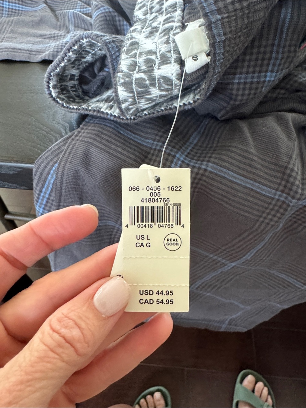 Aerie Gray Plaid Lounge Pants with Blue Windowpane - Picture 9 of 10